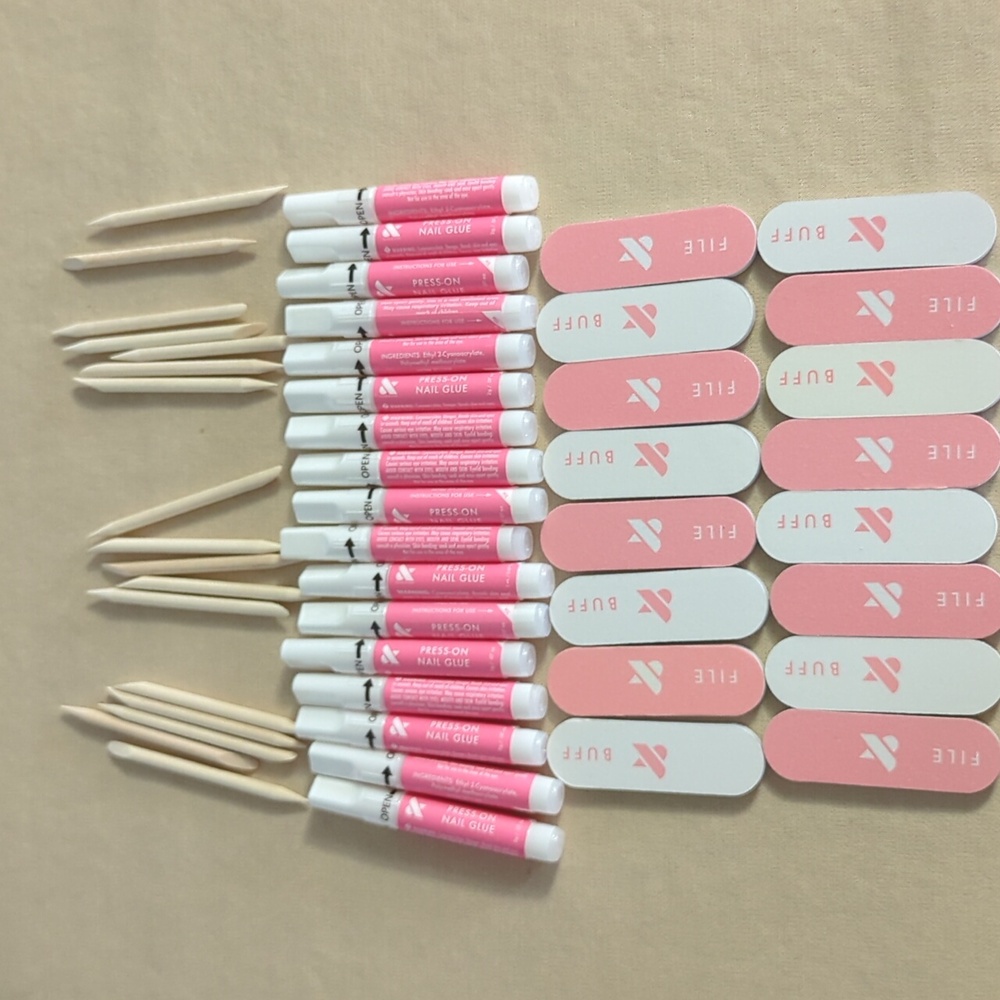 BRAND NEW Olive & June File/Buffer, Press On Glue, and Cuticle Sticks